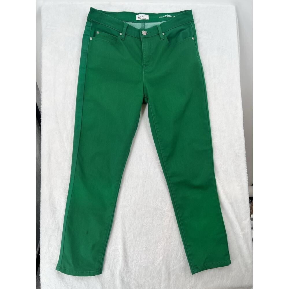 Nicole Miller Soho Skinny Ankle Jeans 4 Green Denim High Rise EUC